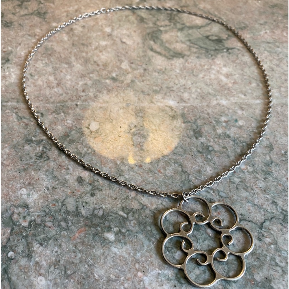 STERLING SILVER Necklace With Large Pendant